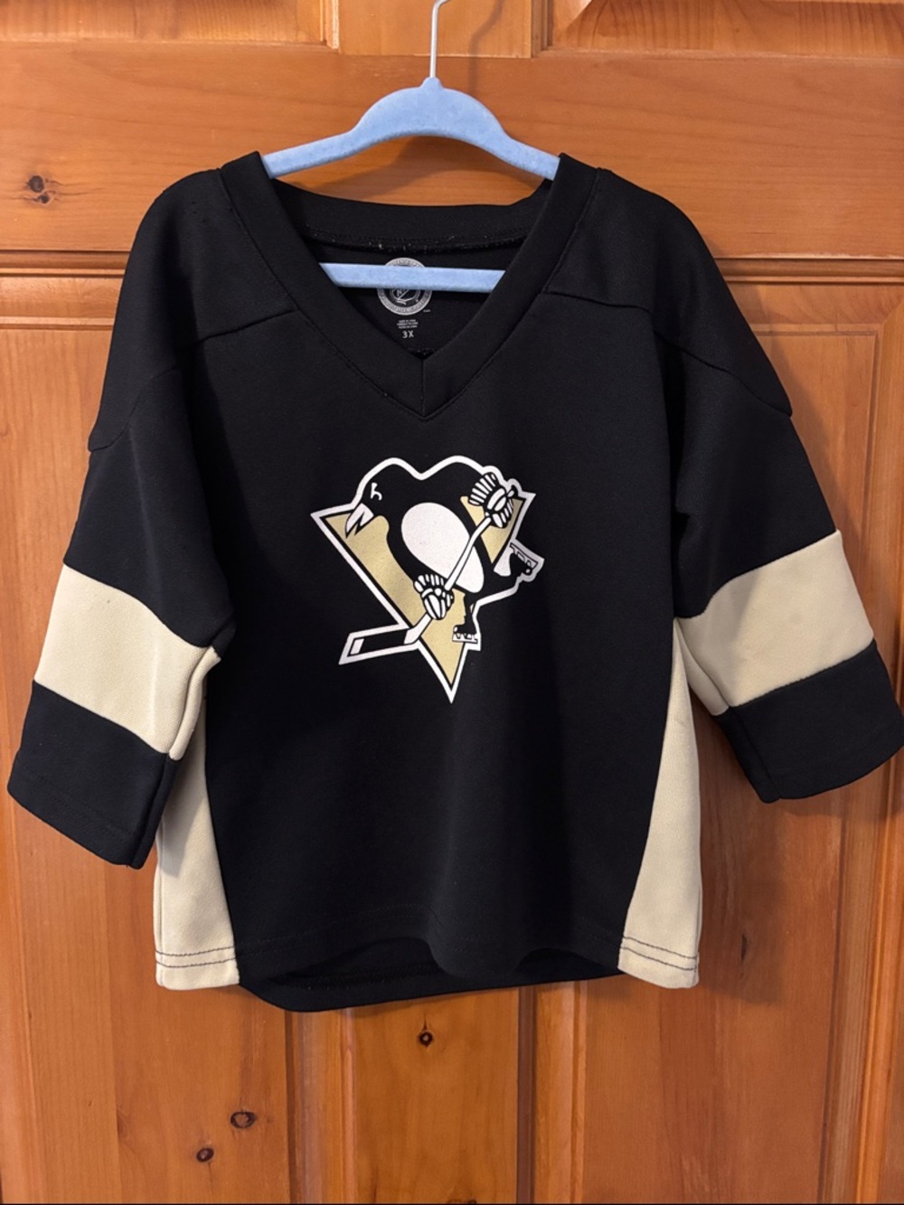 NHL Little Kids Black and Cream Hockey Jersey